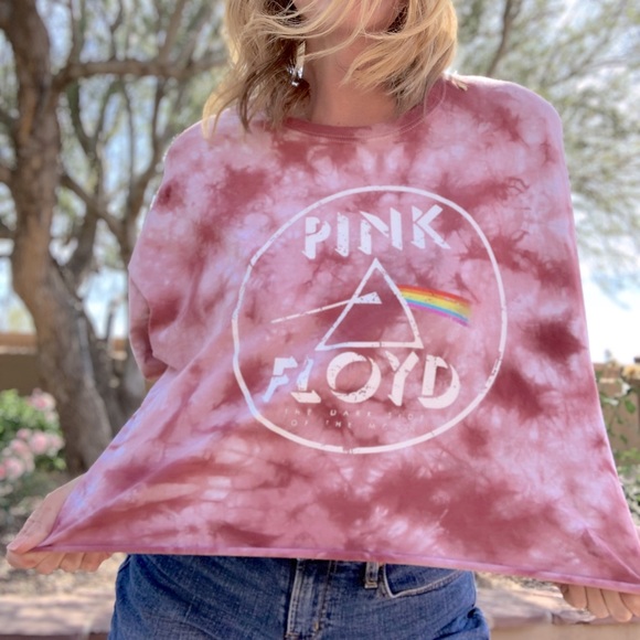 Pink Floyd Graphic Band Tee Dark Side of the Moon Pink Tie Dye Rainbow C… - Picture 8 of 8